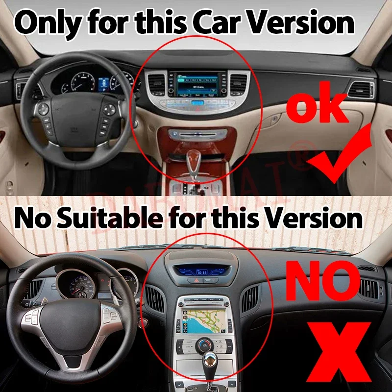 For Hyundai Genesis BH 4 Door Sedan 2008-2014 Dashboard Cover Dash Board Mat Carpet Pad Shade Cape Blanket Car Accessories view 2