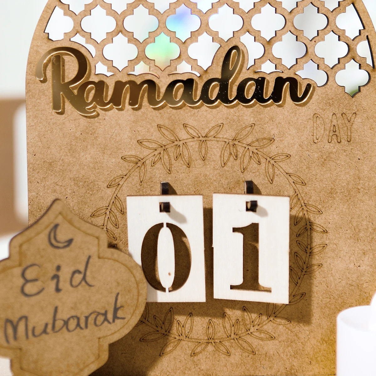 2023 Ramadan kalendarz odliczania Eid Mubarak Ornament drewniany Ramadan kalendarz muzułmańska impreza ozdobne statki Eid Al-Adha Ornament