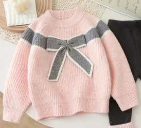 طقم سترة وسراويل ضيقة برقبة دائرية للفتيات لخريف وشتاء 2025 تصميم قرش 90-130 سم