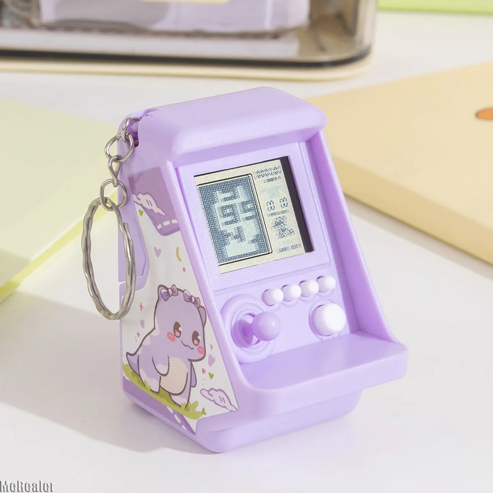 Mini Classic Game Machine Retro Nostalgic Keychain with Pets Pattern Kids Gift 1PC