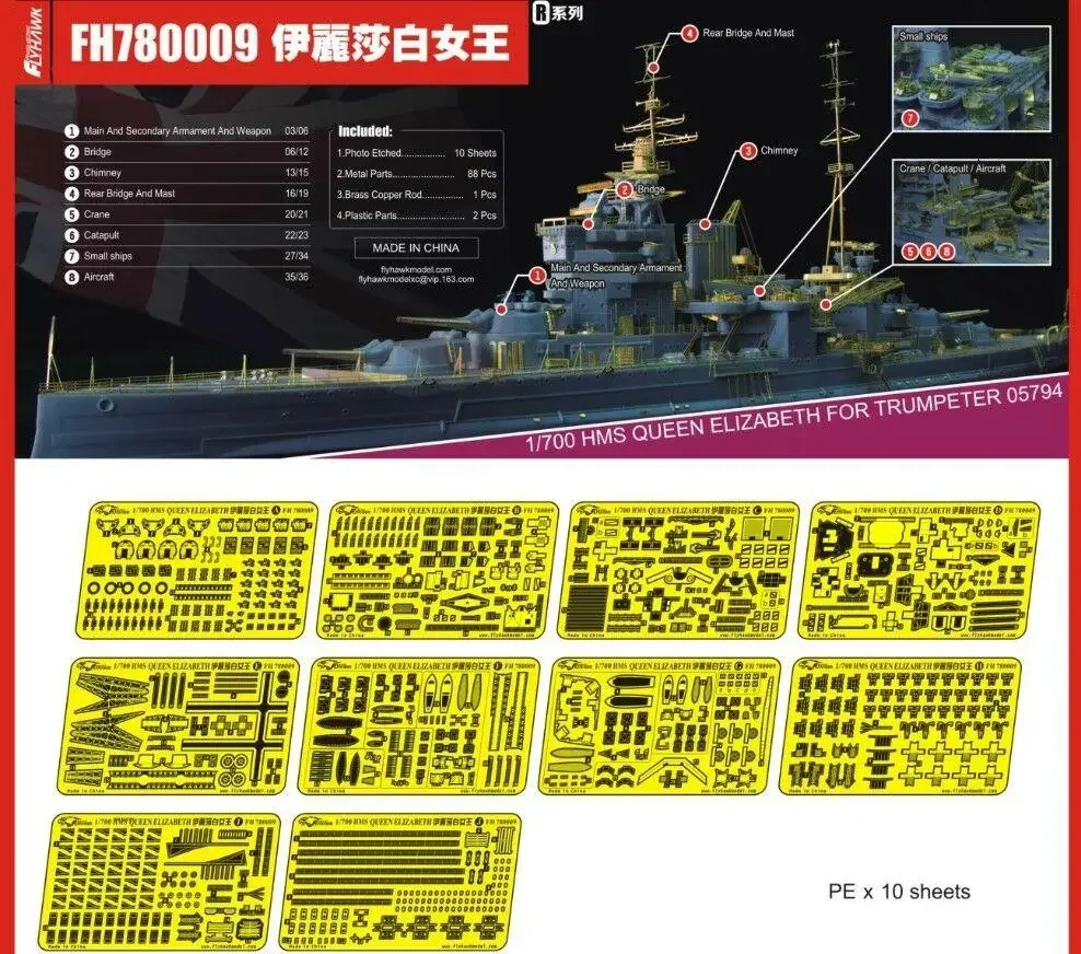 

Flyhawk FH 780009 1/700 HMS Queen Elizabeth для Trumpeter высшего качества