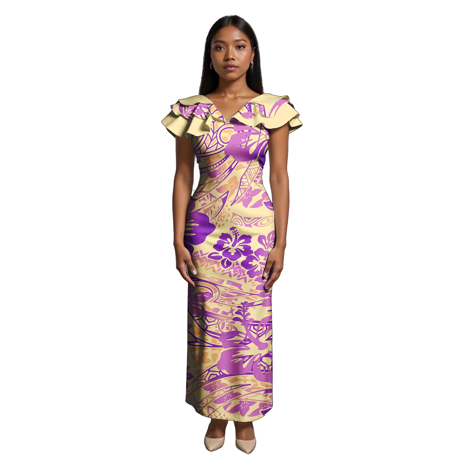 New 2025 Dress  Samoa Stylish Hawaii Polynesian Tribe Off Shoulder Casual Tapa Dress