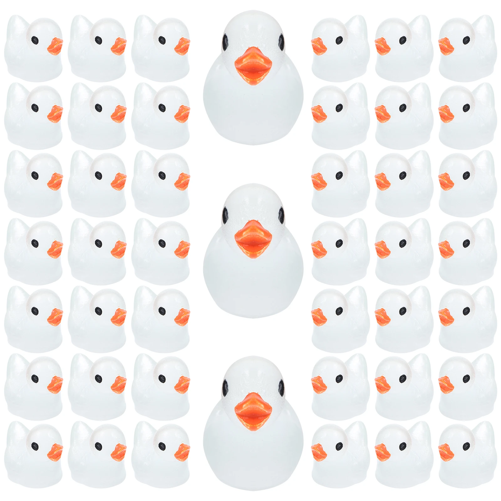 

100 Pcs Glow Duck Decor Miniature Resin Statue Car Garden Desktop Mini Duck Ornament Small Animal Crafts Glow Figurines