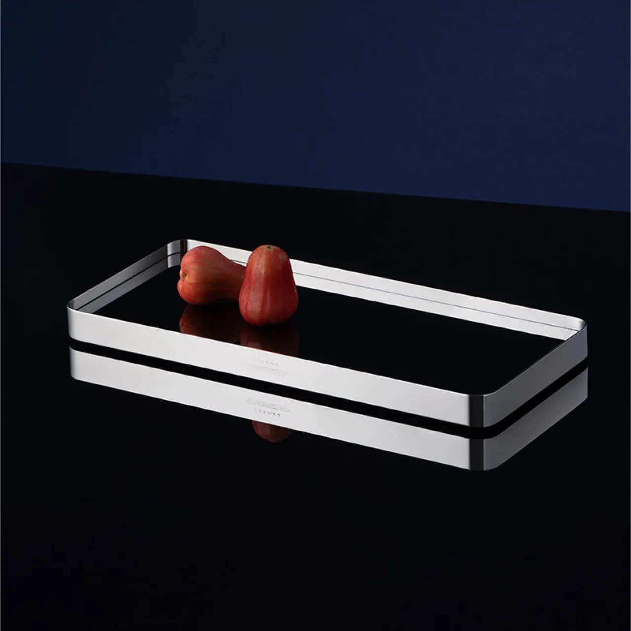 Home Furnishing Fine Throwing Black Tray Stainless Steel Glass Storage Tray Jewelry Home
