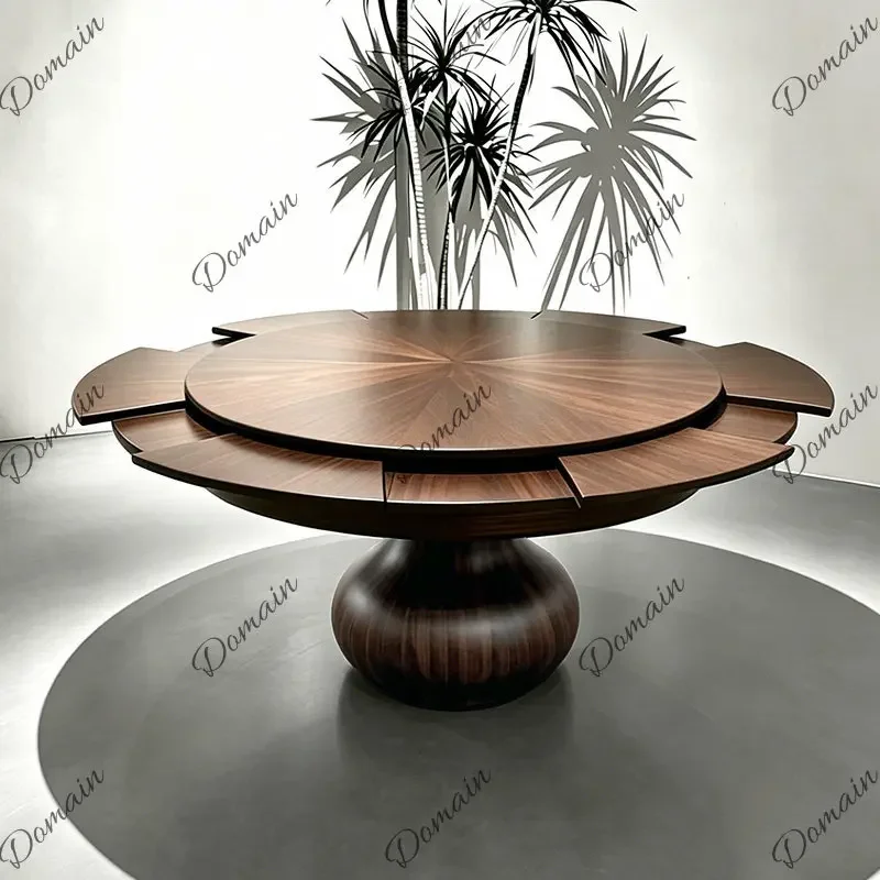 BJ Rotating Extendable Dining Table With Lazy Susan Marble Top Solid Wood Drop Leaf Round Kitchen Table For Home