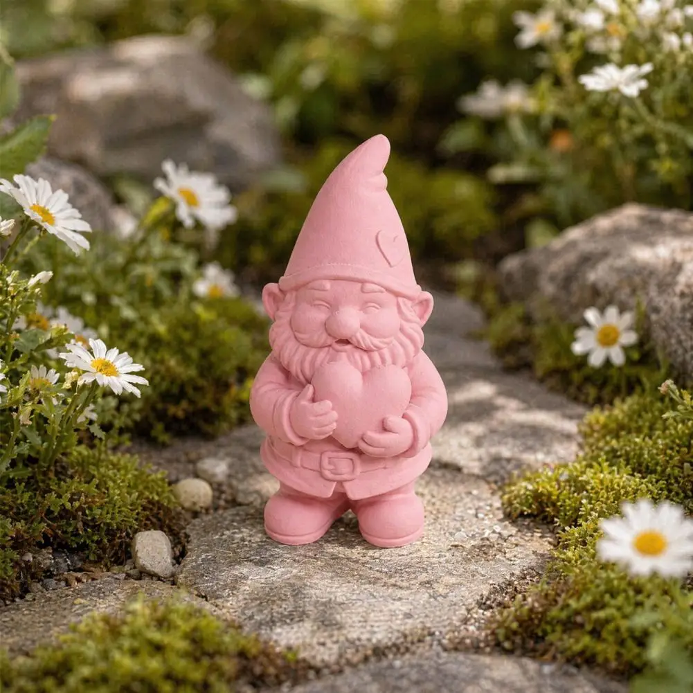 Creative 3D Printed Garden Gnome Figurine Plastic Handmade Cartoon Dwarf Miniatures Pink Dwarf Garden Decoration Garden