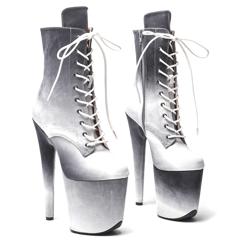 Leecabe  20CM/8Inch Suede gradation color  upper Trend fashion high heel platform stripper heel  Pole Danceboots