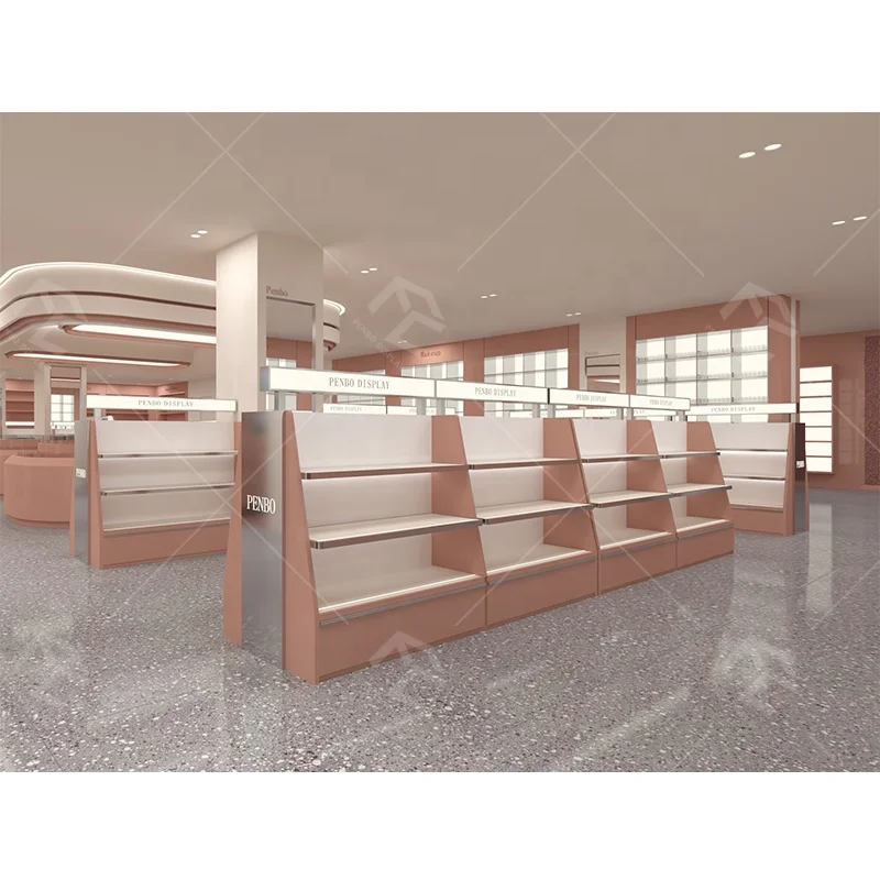 custom.Modern Custom Shop Cosmetics Shelves and Display Cabinets Cosmetic Store Girl Pink Design Makeup Store Layout Design