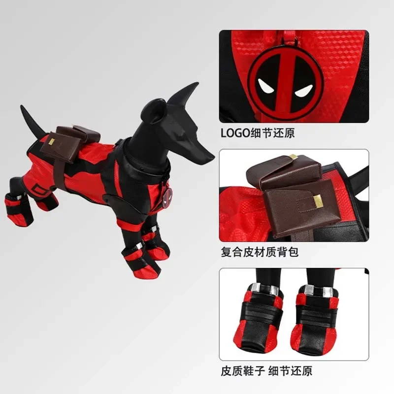 

Movie Deadpool Cosplay Costume Dogpool Pet Cos Outfits Dog Cat Superhero Clothing Halloween Carnival Party Comic-Con Props Gift