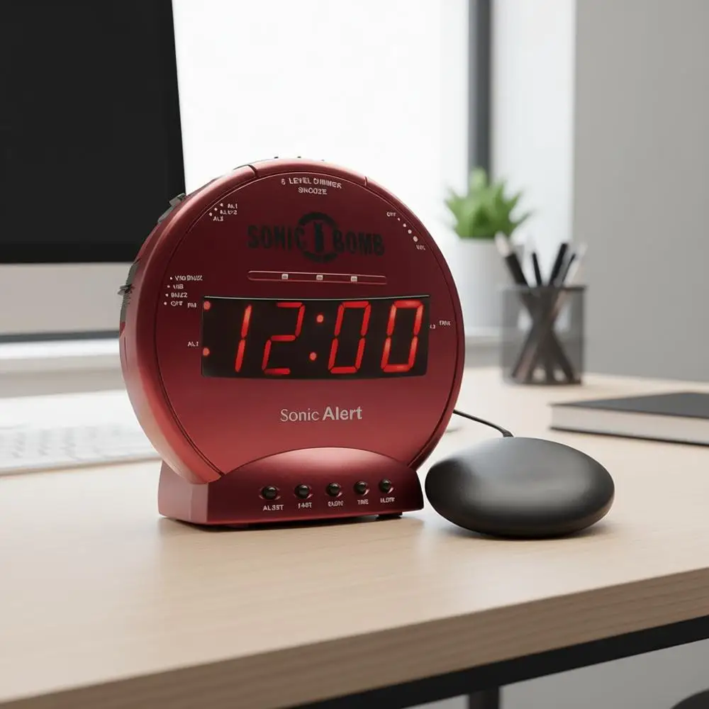 

Двойной будильник с вибратором для кровати, вибрирующий будильник для тех, кто очень сильно спит, с резервным питанием от батареек | Пробудись с бодростью