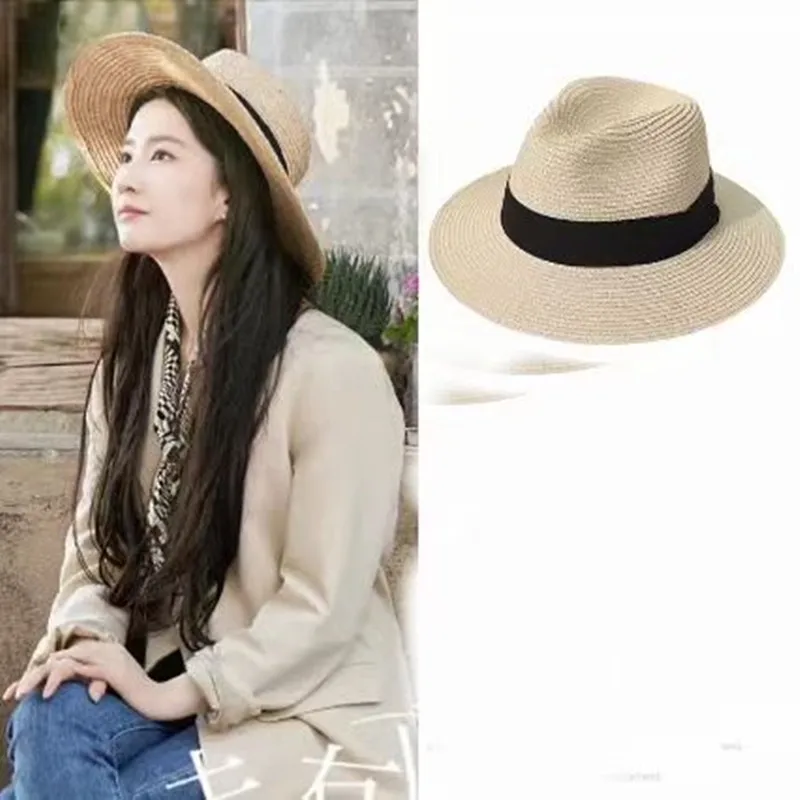 

Men's Panama Hat, Women's Straw Hat Beach Wide Brie Curled Hat Fedora Beach Sun Hat UPF50+