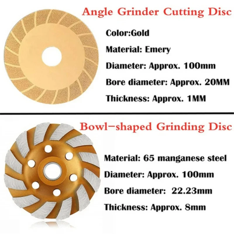 100mm Diamond Bowl Grinding Disc Angle Grinder Glass Marble Stone Concrete Grinding Wheel Ground Wave Grinding Disc