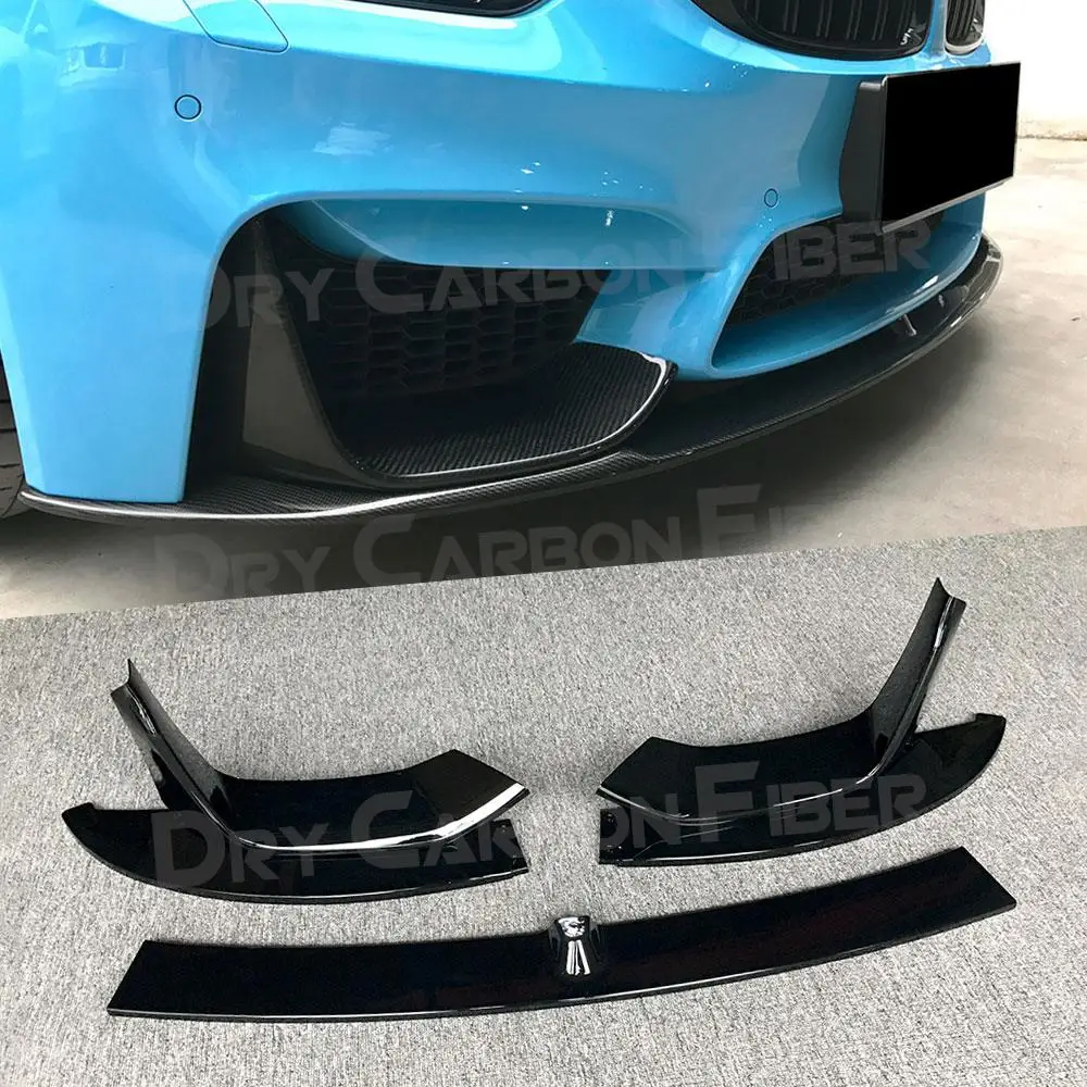 

Carbon Fiber Look Front Bumper Lip Spoiler Splitter Aprons for BMW 3 4 Series F80 M3 F82 F83 M4 2014 - 2019 ABS Gloss black