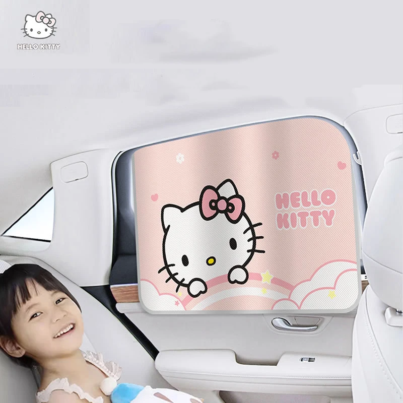 Hello Kitty Car Curtains Sunshades Sun Protection Orbital Rear Blackout Curtains Heat Insulation Car Decorative Accessories Gift