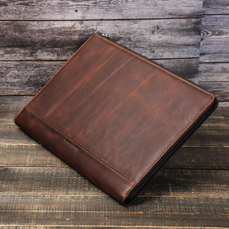 1PC Crazy Horse Leather Laptop Sleeve Bag for Macbook Pro 14.2 Inch Case Cover Business Briefcase With Zipper