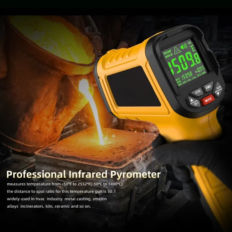H3 High Temperature Infrared Thermometer 50 1 Non Contact Meter -50 To 1400 Degree Industrial Temperature Tester
