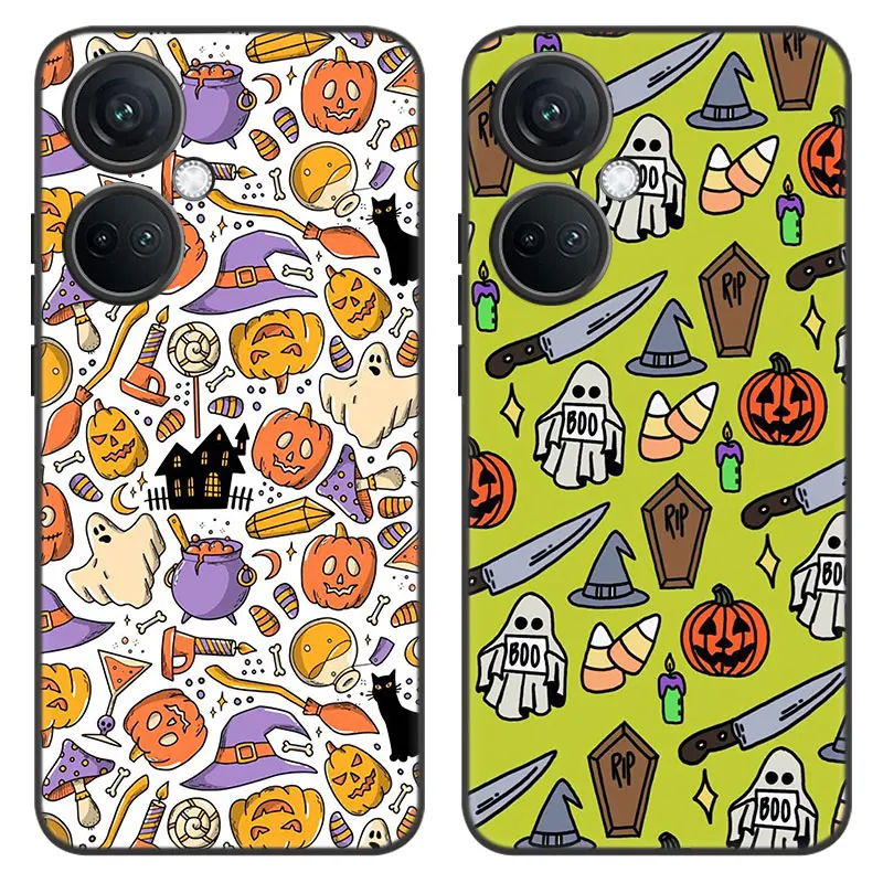 Halloween Pumpkin Cartoon Cover Black Phone Case For OnePlus Nord CE3 Lite 3 12 11 2T N30 CE2 N300 N200 10 9RT ACE 2V Pro 5G