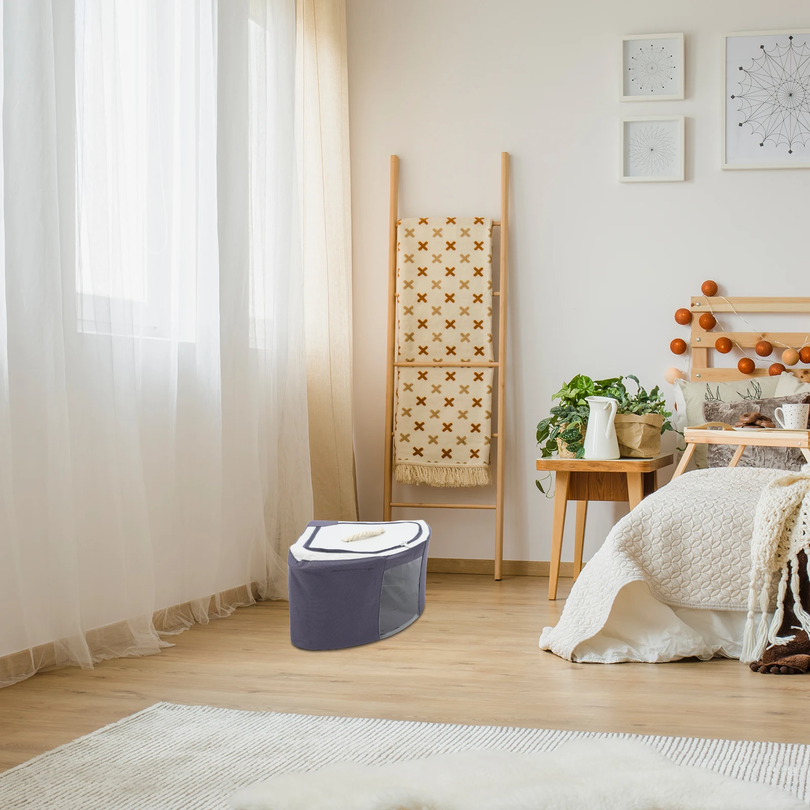 

Waterproof Storage Box Thickened Oxford Cloth Corner Organizer Fan Shape Household Sundries Holder Books Storage Beige