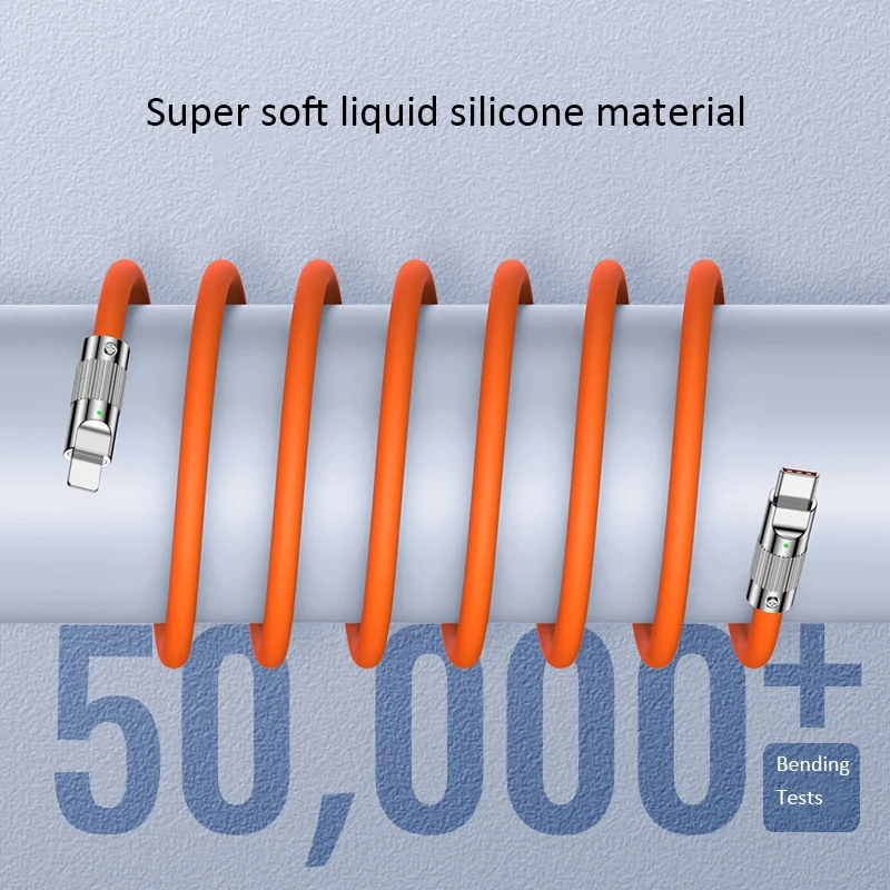 FUGEZA 120W 6A Super Fast Charge Liquid Zinc Alloy Cable Type-C Silicone USB Cable For  Xiaomi Huawei Samsung Data Line