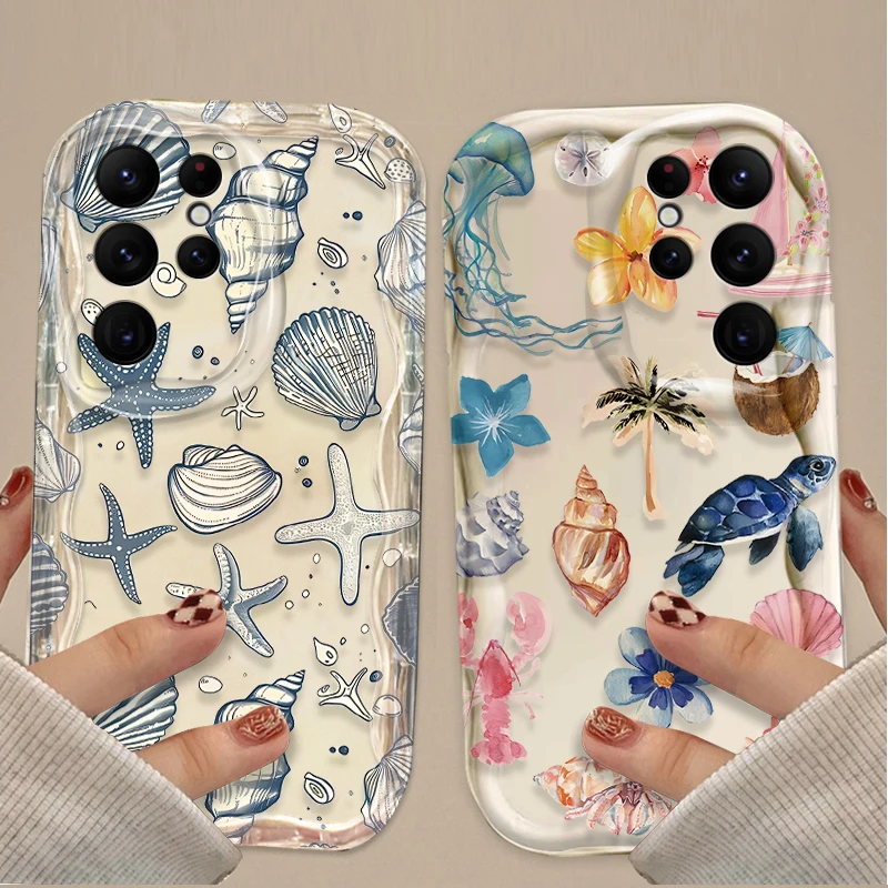 Clear Case For Samsung Galaxy S24 S25 Ultra S23 S22 S21 Plus FE A56 A36 A26 A16 A06 A15 A25 A35 A55 5G Colorful Marine Organism