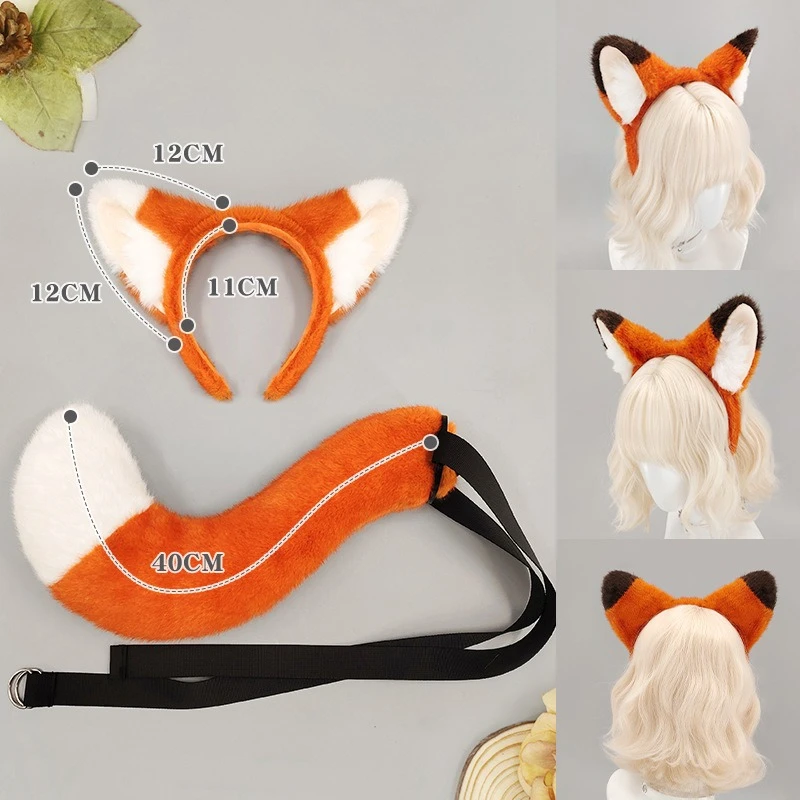 Nick Movie Animal Ear Cosplay Headwear Plush Orange Fox Tail Comic-con Party Dress Up Set Woman Man Carnival Costume Accessories