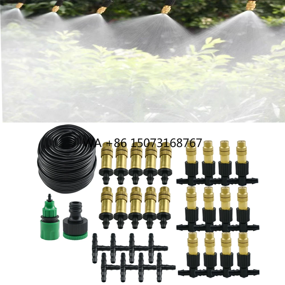 

10/30M Outdoor Misting Cooling System With Copper Mist Nozzle Drip Irrigation Kits for Garden Watering and Humidification
