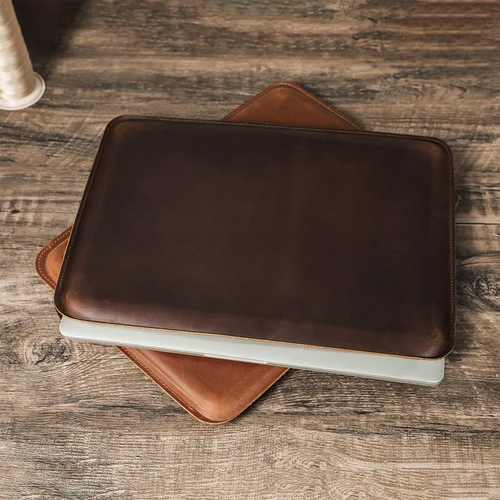 Imagen 2 del producto CONTACTS FAMILY Funda de cuero genuino para ordenador portátil para Macbook Pro Air 13 14 16 M4 M3 M2 funda HP DELL XPS 13 bolsa de ordenador para hombres
