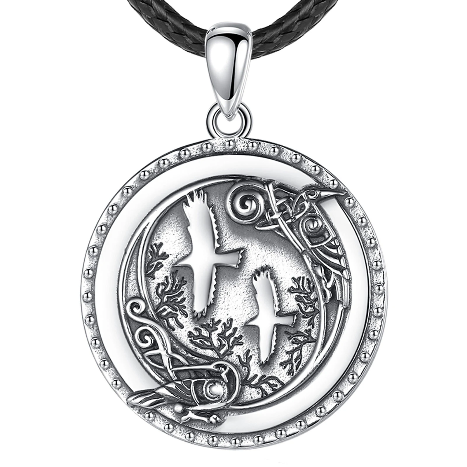 Eudora 925 Sterling Silber Viking Crow Halskette für Mann Frauen Feine Wald Viking Ravens swallow Anhänger Persönlichkeit Schmuck Geschenk