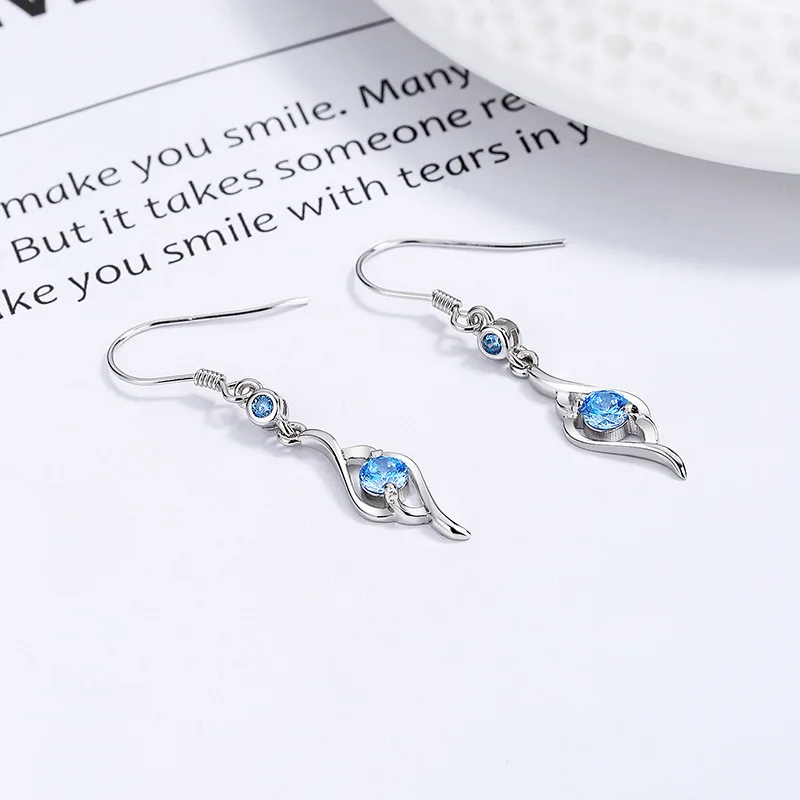 Korean 925 Sterling Silver Zircon Crystal Water Drop Dangle Earrings For Women Kids Wedding Party Jewelry Gift Female Pendientes