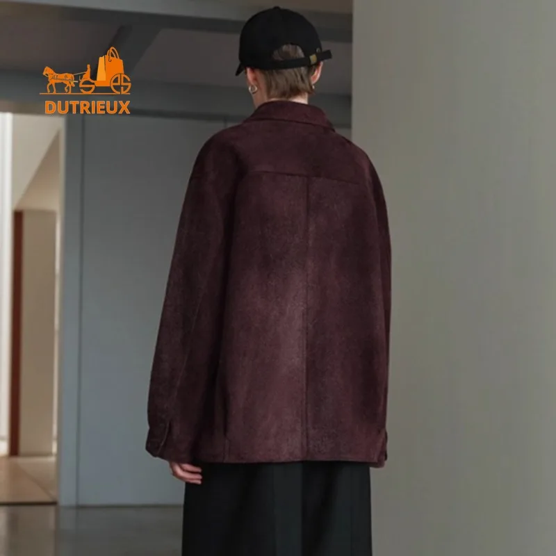 Winter Women's Matte Lapel Silhouette Long Plush Leather Jacket, 100% Genuine Sheepskin, Low-key Noble and Fashion Leather Coat