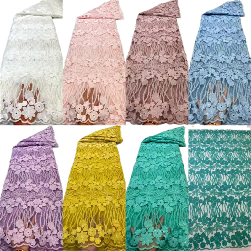 

Nigerian Lace Fabric With Sequins For Wedding 2022 High Quality Embroidery Tulle Lace French Net Lace African Lace Fabric Y99