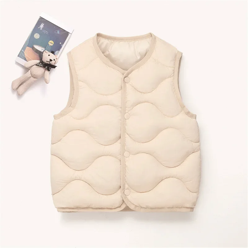 2024 Fall and Winter Clothes Children Vest Baby Boys Warm Cotton Vest Toddler Girl Lightweight Padded Waistcoat Coat 90-140cm
