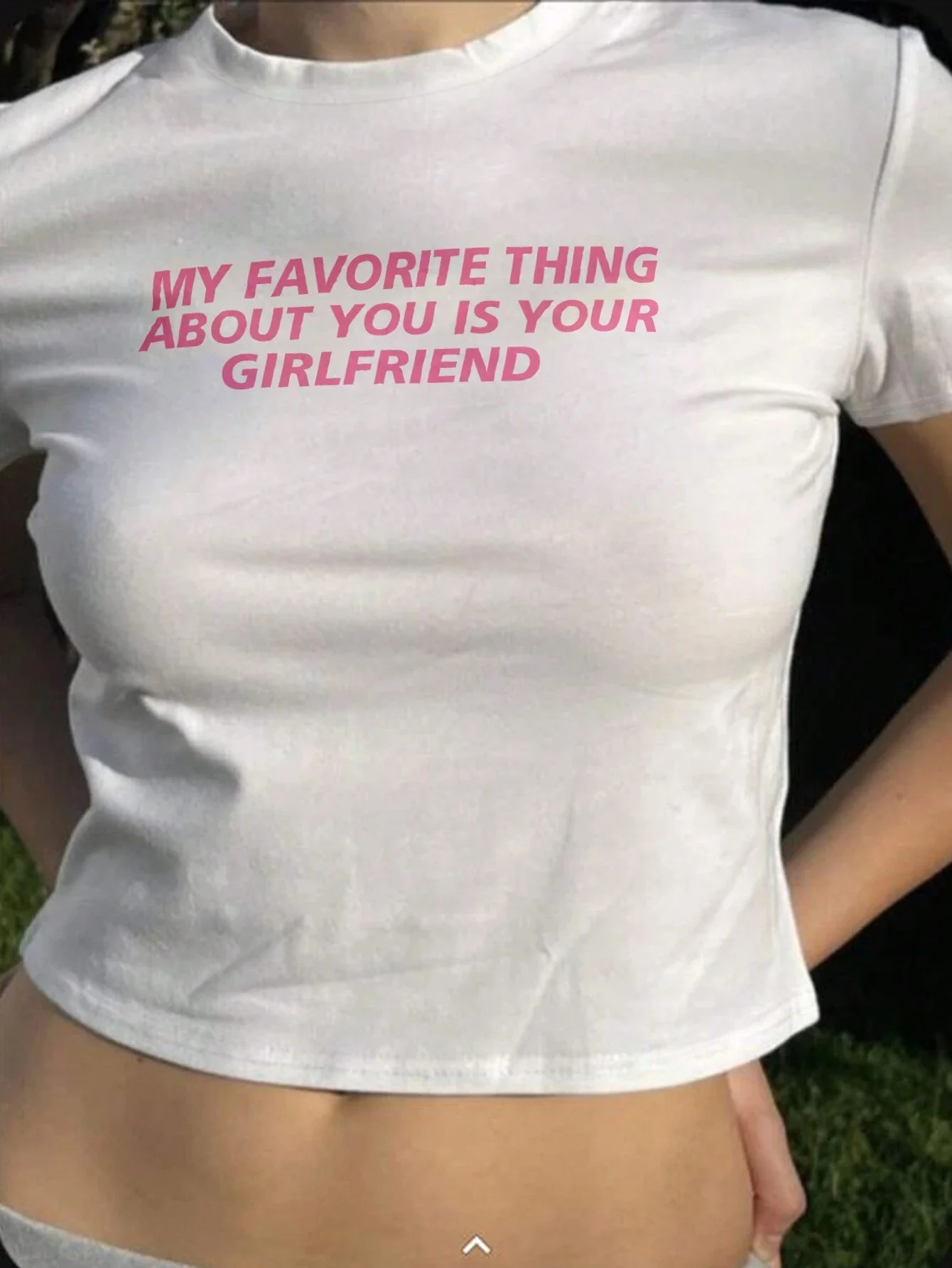 Y2K Letter Print T-shirt Short Sleeve Crew Neck Casual Top for Summer & Spring Women's Clothing Cropped Sexy Shirt