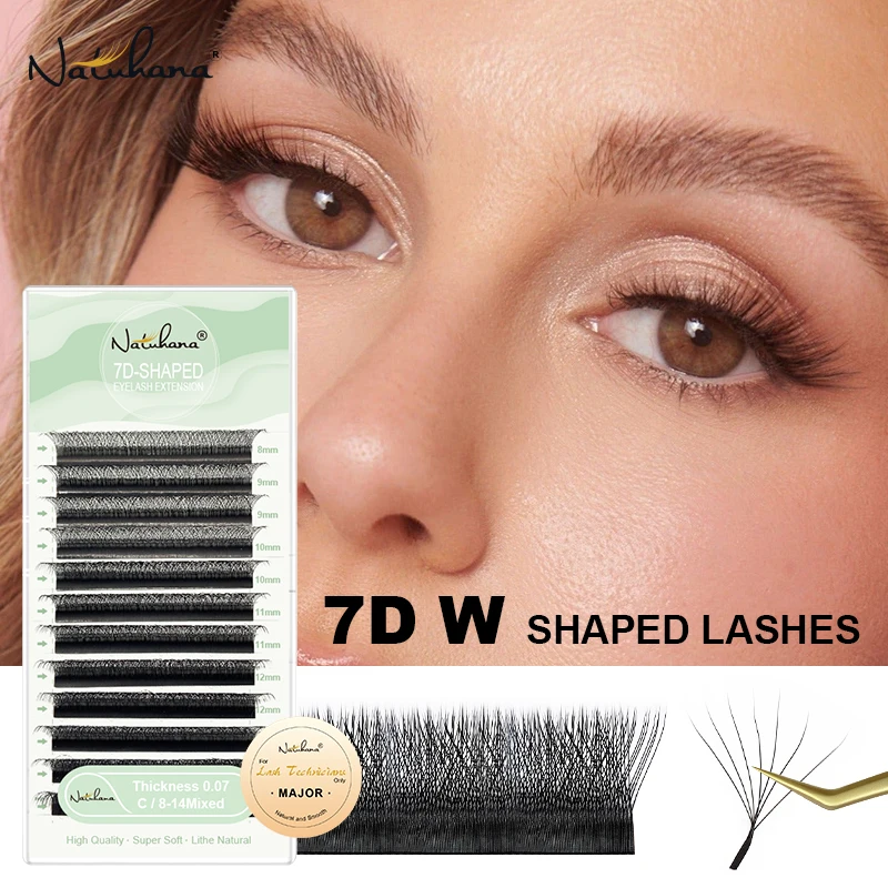 

NATUHANA 7D 8D W Shape Natural Soft Lashes Dense Eyelash Extensions Premade Volume Fan Leaves Autofan Eyelashes