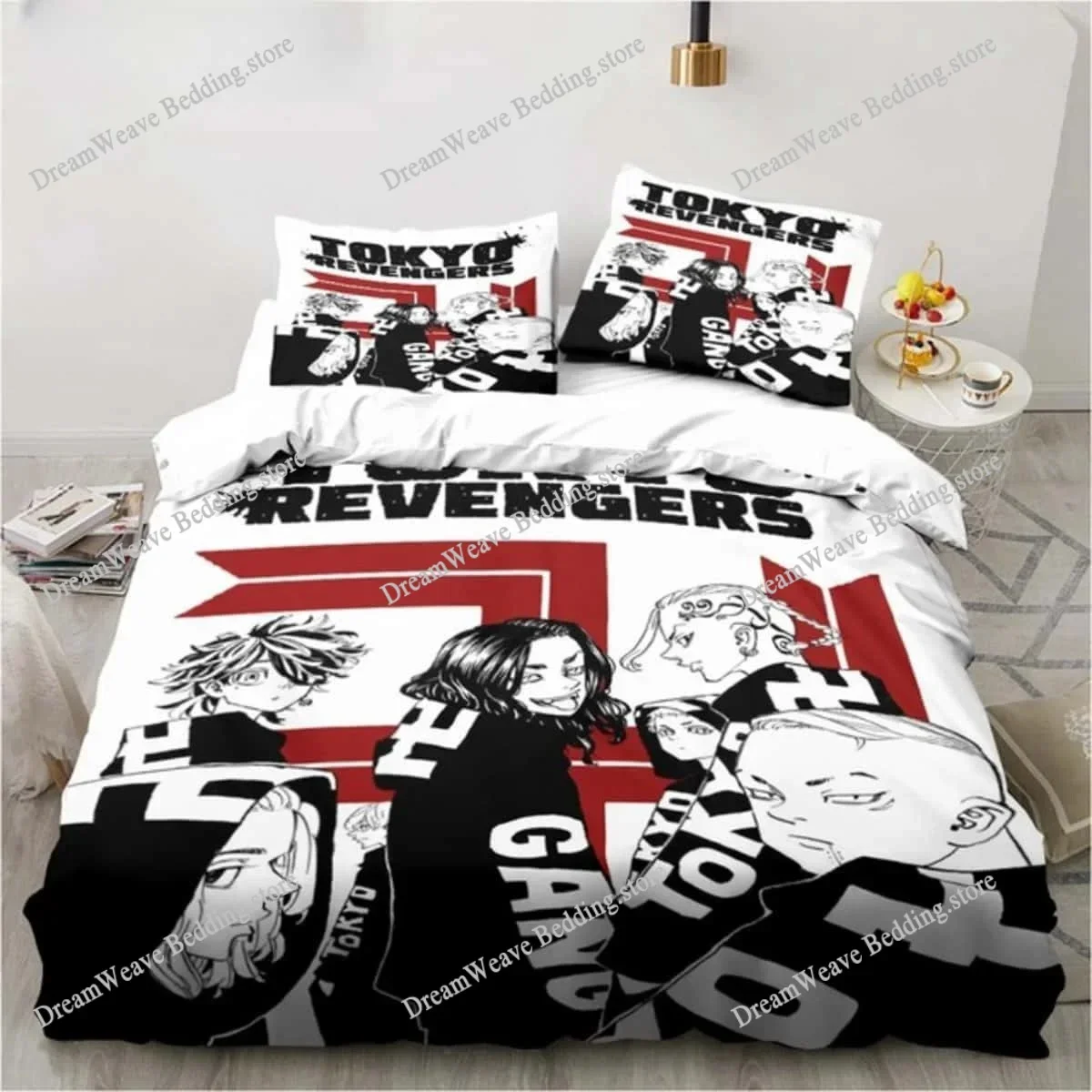 

Fashion Tokyo Revengers Bedding Set Polyester Double Single Full Size Anime Bed Set Adults Teens Bedroom Luxury Duvet Cover Set7