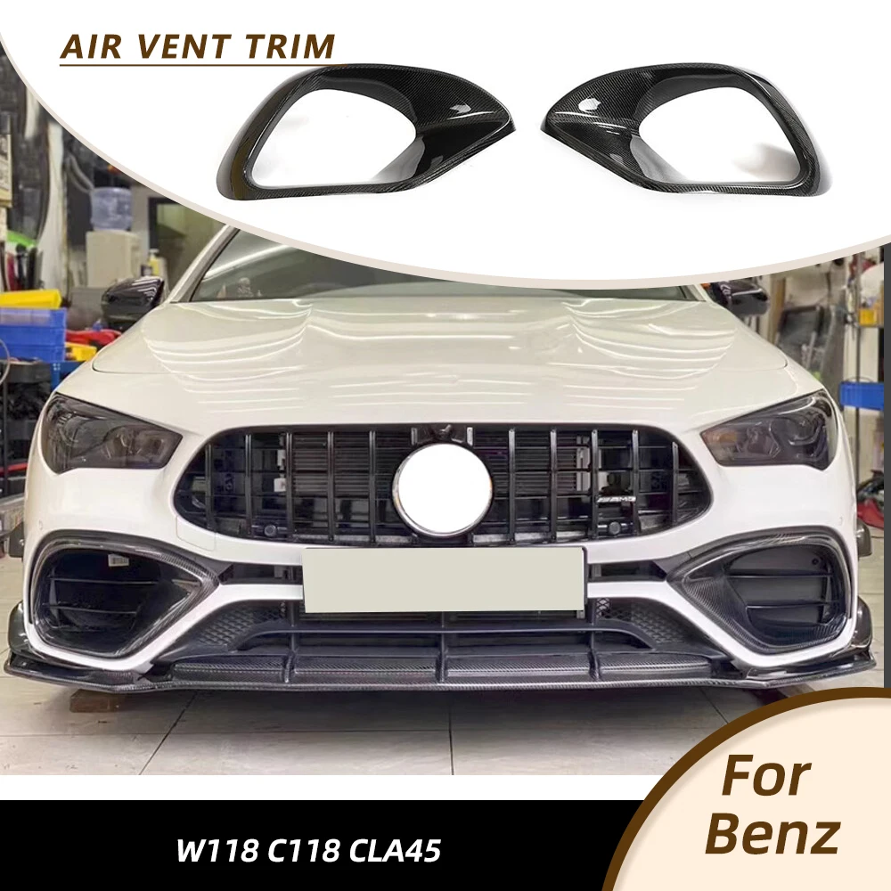 Car Front Bumper Splitters for Mercedes-Benz CLA Class W118 C118 AMG CLA45 2020-2022 Car Front Air Vent Cover Trims Carbon Fiber