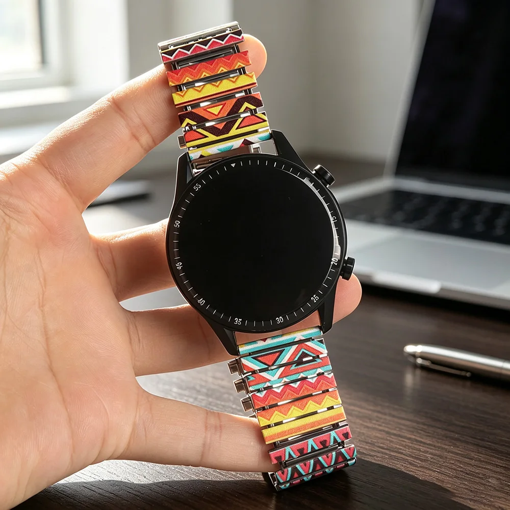 Multi Colored Elastic Stainless Steel Strap For Huawei Watch GT 2 2e 3 4 5 6 Pro Bracelet Xiaomi Watch S 3 4 5 6 7 Color Band