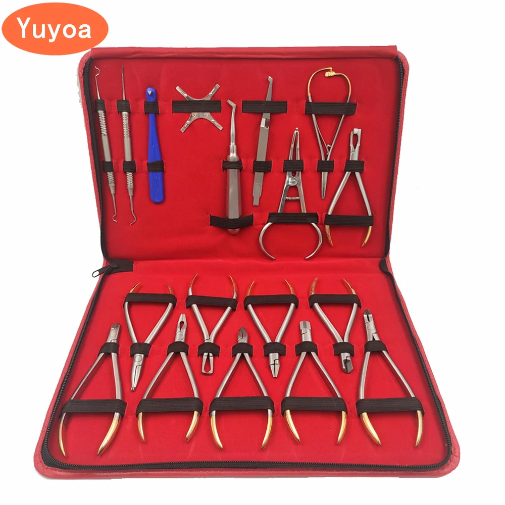 18pcs/set Dental Orthodontics Pliers Orthodontic Forceps Distal End Cutter Plier Bracket Brace Remover Plier Dentistry Tools