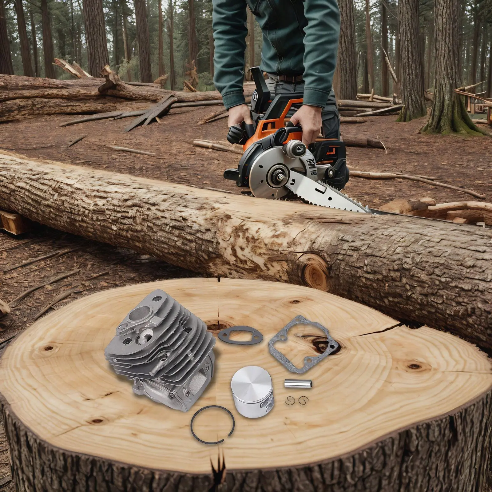 

Complete Chainsaw Rebuild Kit Repair 46MM Piston Kit Long Lifespan Kit Metal Construction Reliable Performance