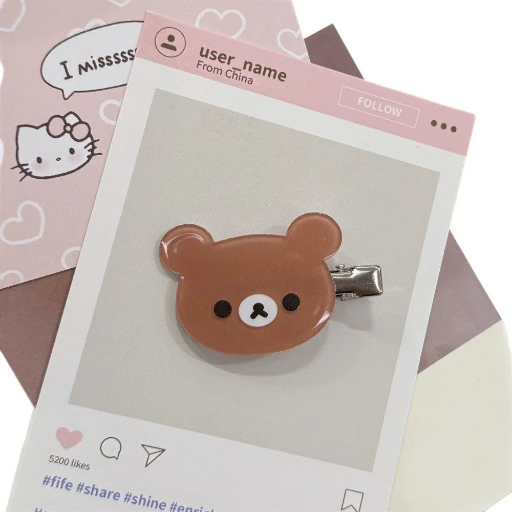 Cartoon Rilakkuma Haarspange Anime Relax Bear Entenschnabel-Clip Damen Niedliche Vielseitige Pony-Haarspange Haaraccessoires Geschenk – Detail 5