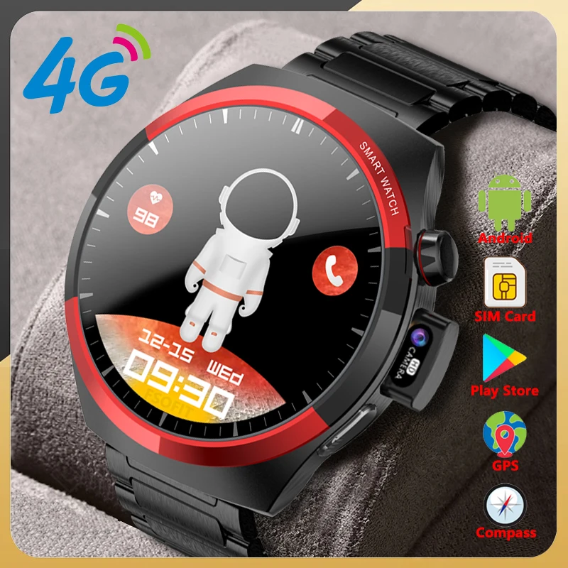 4G Net Smart Watch Android SIM Card Dual Cameras Face Unlock Call GPS Wifi Bluetooth Smartwatch Support Google Play Download APP