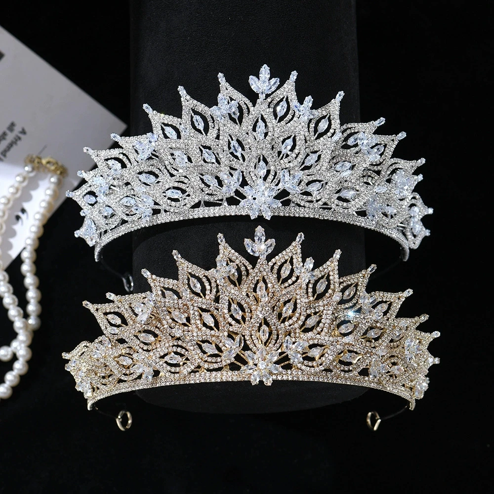 Light Luxury Zircon Cubic Bridal Hair Crown Tiaras New Ball Dress Princess Headwear Stage Banquet Hair Accessories