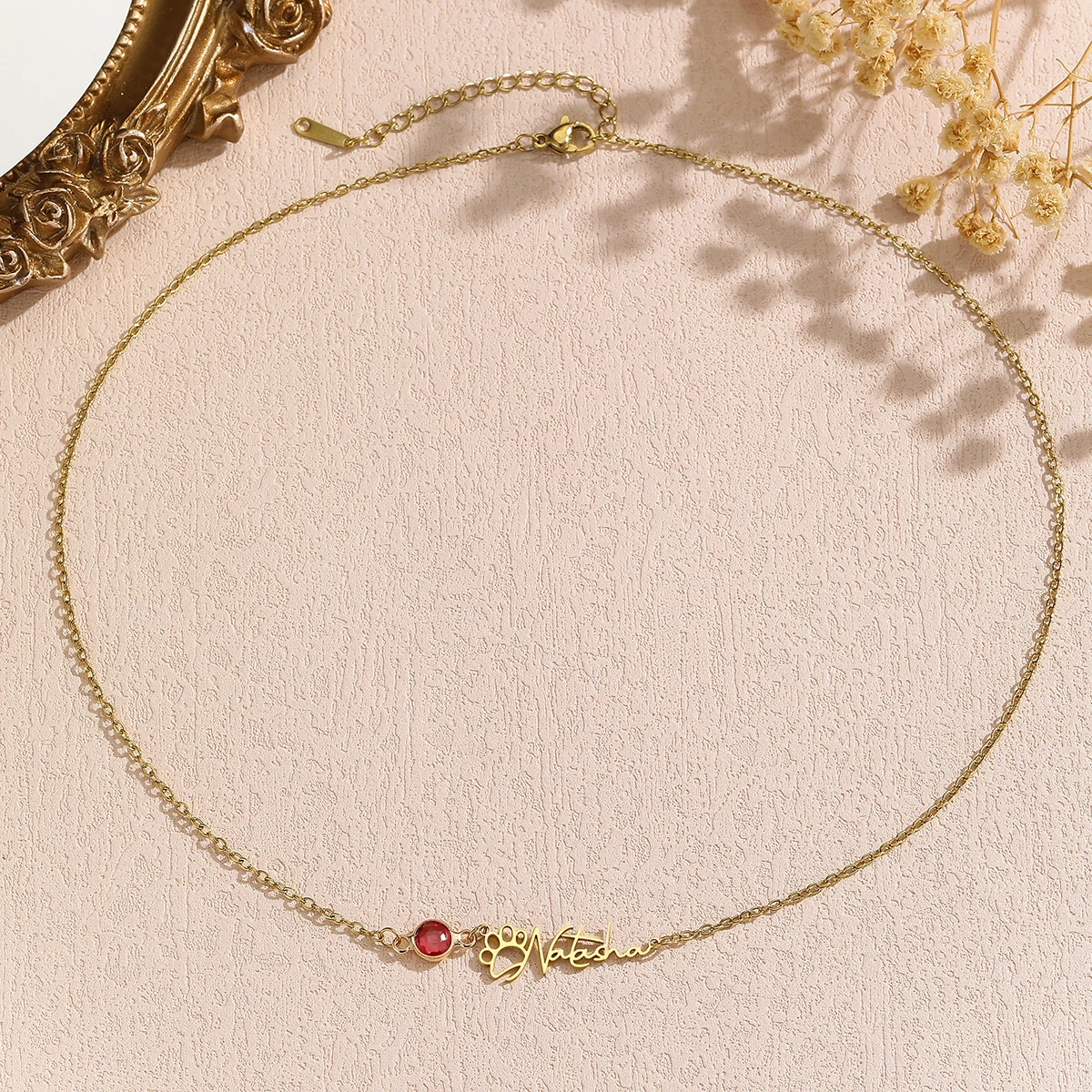 مخصص القط باو اسم المحتوى الإبداعية الأزياء الفولاذ المقاوم للصدأ قلادة الترقوة سلسلة المرأة والرجال الملحقات #3