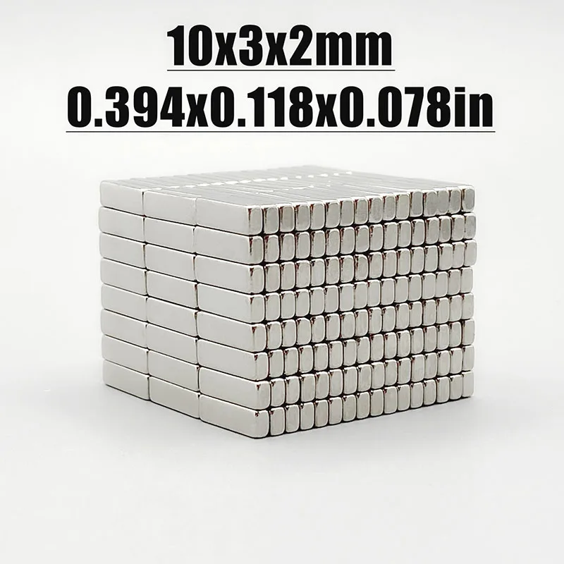 20-1000pcs 10x3x2mm Magnet Neodymium Magnet N35 NdfeB Permanent Magnetic Imanes Fridge Magnets Square 10*3*2 Magnet Accessory