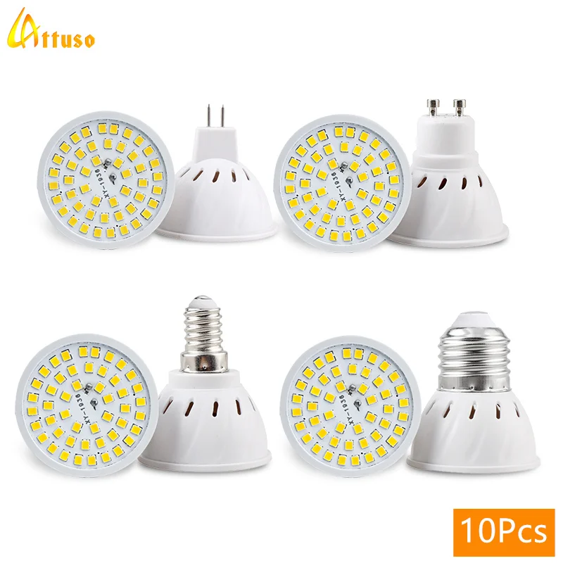 

10Pcs/Lot LED Bulb GU10 MR16 E27 E14 GU5.3 Spotlight Lampada 110V 220V Bombillas Spot Light Replace Halogen Lamp Home Derection