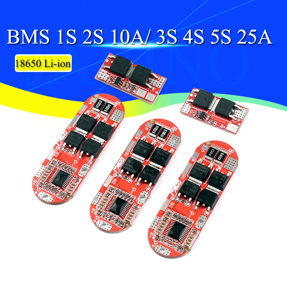 Módulo de placa de circuito de protección de batería de litio, Bms 1s, 2s, 10a, 3s, 4s, 25a, Bms 18650, Lipo, Pcb, Pcm 18650, cargador Lipo Bms