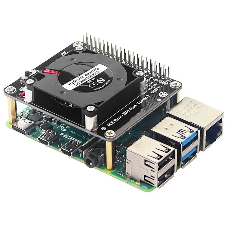 Placa de expansão do ventilador de refrigeração do gelo com luz led para raspberry pi 4 modelo b/3b +/3b