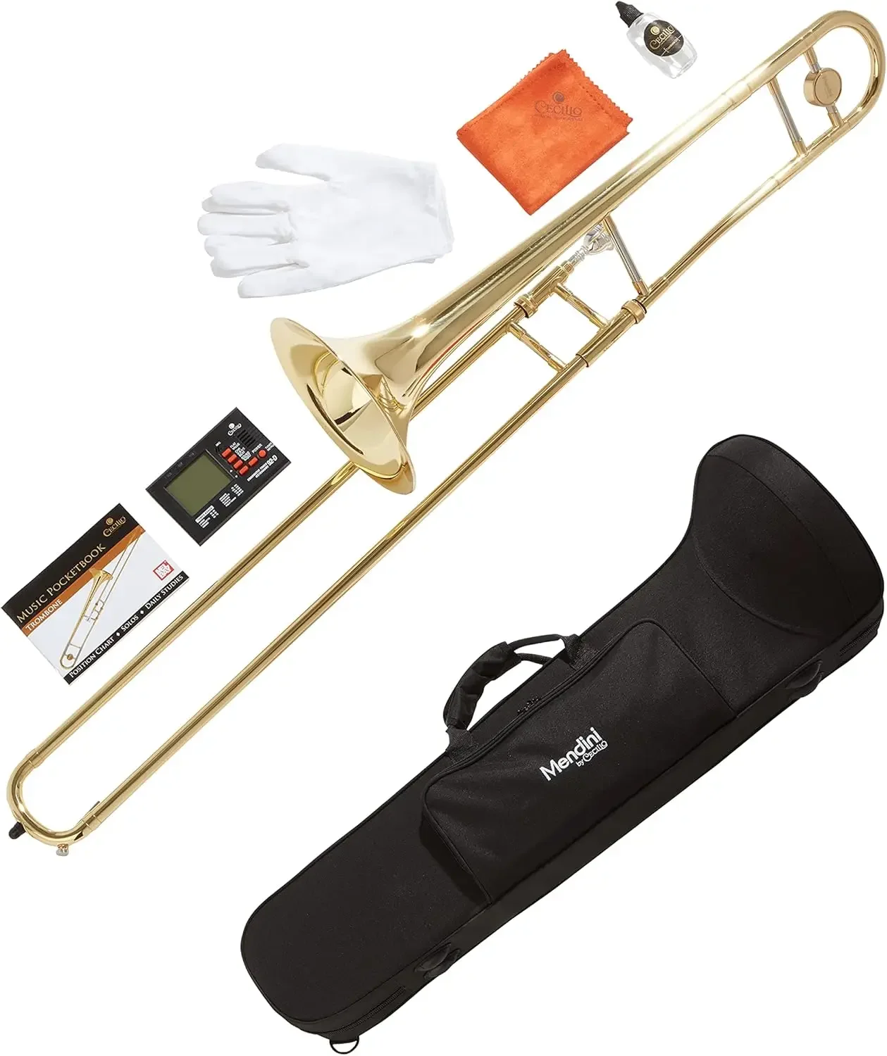 Trombone Kit - Bb Tenor Brass Instruments for Kids, Beginners w/Case & Gloves