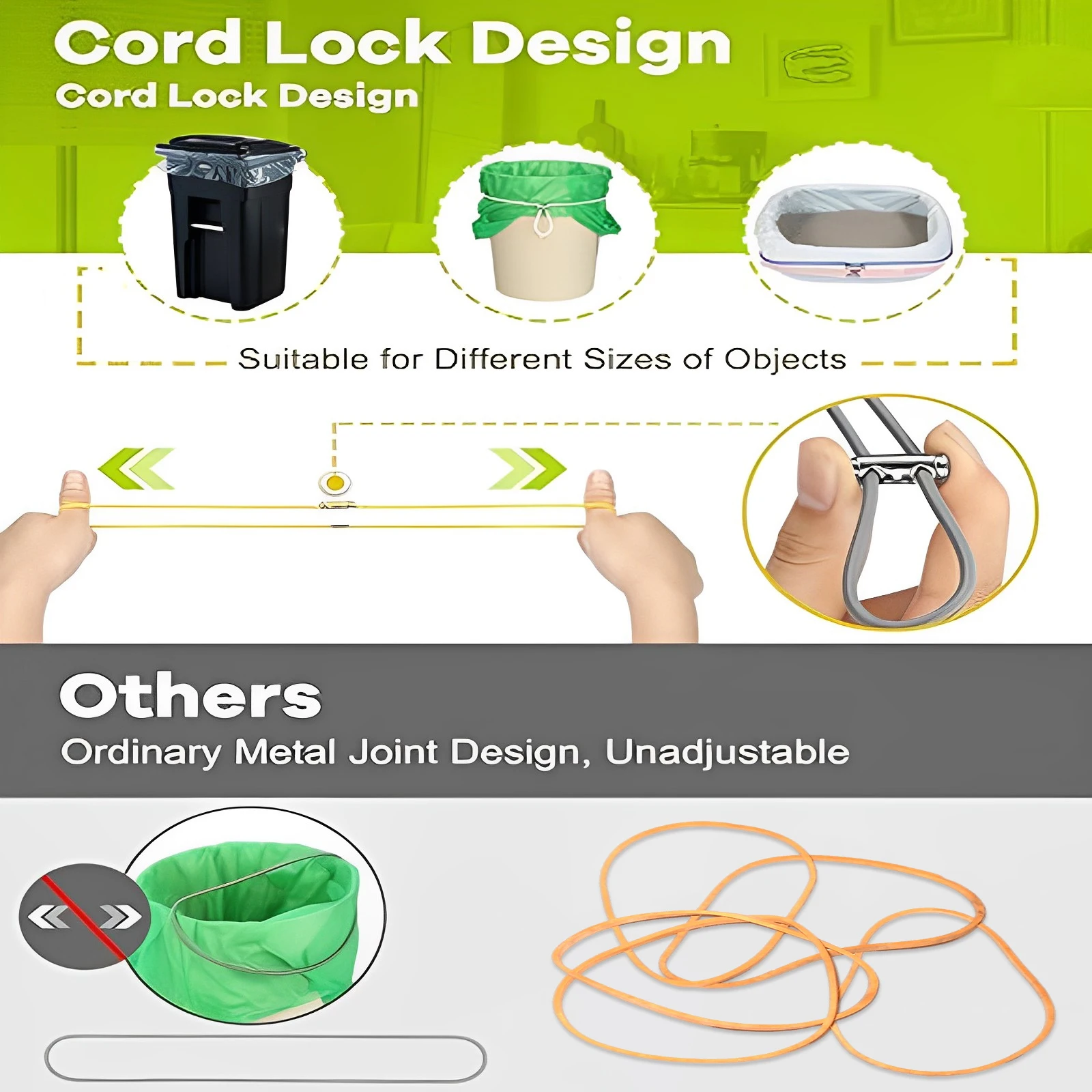 6 قطعة سلة المهملات القابلة للتعديل الأربطة المطاطية المرنة الأربطة الملونة كيس النفايات مشبك صندوق القمامة العصابات المطبخ متعددة الوظائف #2