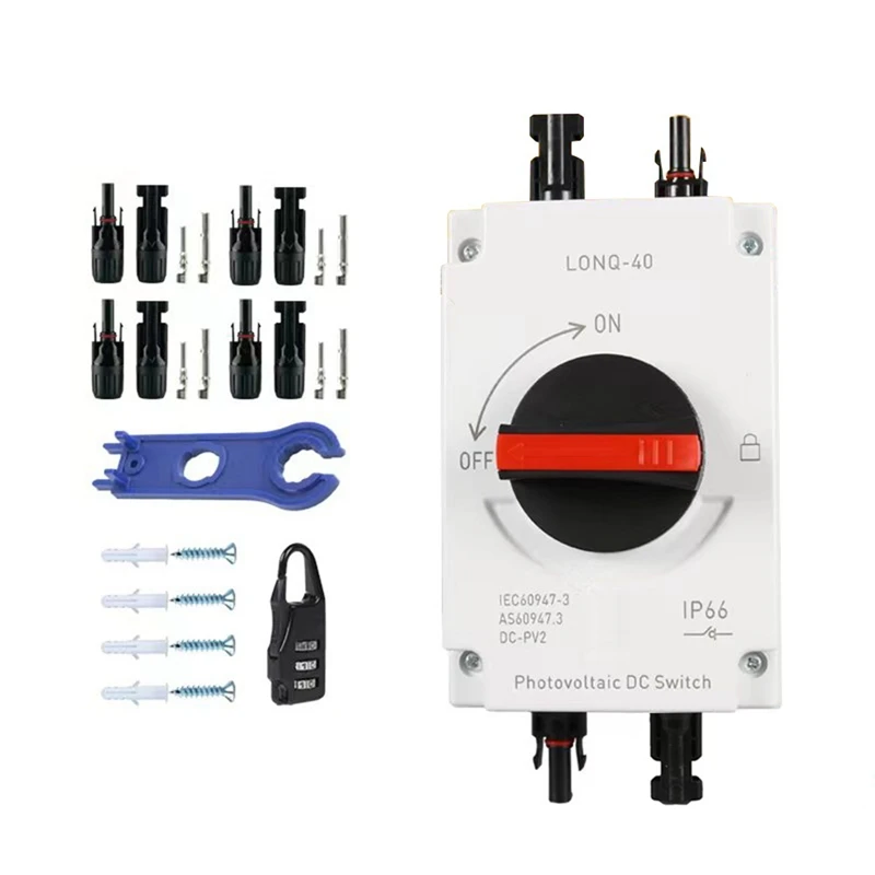 Commutateur de déconnexion étanche extérieur, interrupteur à distance, connecteur long, DC sous V GF40, IP66, 32A, 4P